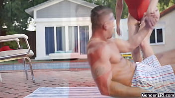 Trans lifeguard Emma Rose anal fucks guy