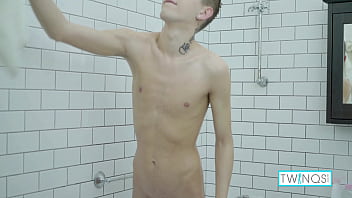 Big Dicked Twink William Milks His Rock Hard Cock After Showering!