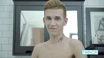 Big Dicked Twink William Milks His Rock Hard Cock After Showering!