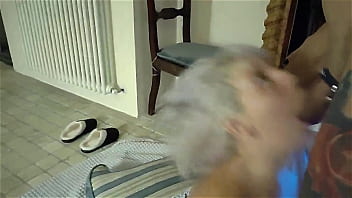 Sloppy blowjob and deepthroat while camming in holiday