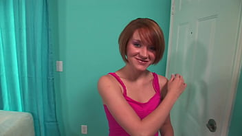 Cute teen gives head to the black dude while loves to watching her