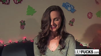 Lily tells us her horny Christmas wishes before satisfying herself in both holes