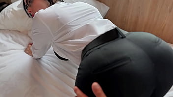 Horny Secretary Sucks and Fucks Boss'_s Dick till Cum in Mouth - Caught Masturbating at Workplace