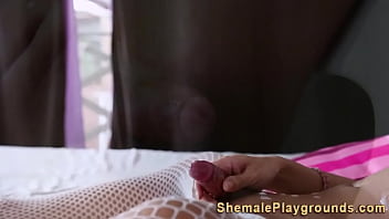 Ladyboy spreads her ass masturbating