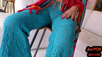 POV deepthroating petite teen 3way fucked in closeup