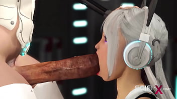 Sci-fi anal sex! Super hot college girl sluts &amp_ gets ass fucked by 3d busty dickgirl