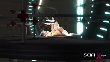 Sci-fi anal sex! Super hot college girl sluts &amp_ gets ass fucked by 3d busty dickgirl