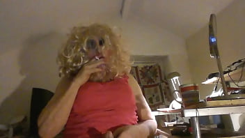 Tranny Slut Sarah Millward, Desperate For Dick, Wanks Her Sissy Clit, Rams 8 Inch Dildo Up Her Lady Hole, Smokes