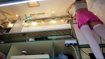 Sexy Alice dancing at work upskirt flashing