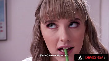 DEVILS FILM - Hot Teen Student Gets Her Tight Pussy Fucked By Her Teacher Until He Cums On Her Face