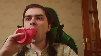 Sissy cute cd sucking dildo blowjob on cam cosplay