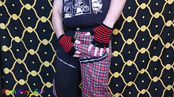 Perverse punk makes himself with a grinding machine, before he strip and dance (p)