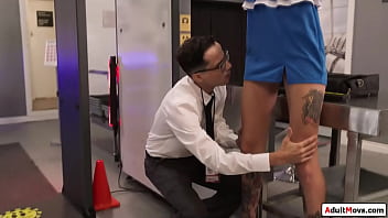 AdultMovs.com - Security licks tall tattooed stewardess