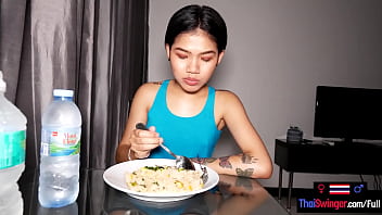 Tiny Thai amateur teen girlfriend Namtam homemade dinner and fucked