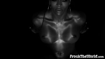 Ebony Trans Porschia Munroe Teases Herself Slowly And Gently