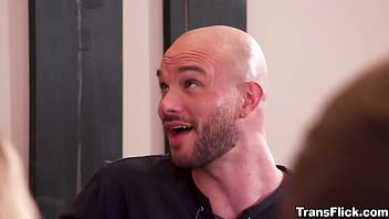 Swingers TS babe Gracie Jane and Cliff Jensen having an intense anal fuck sesh inside another room