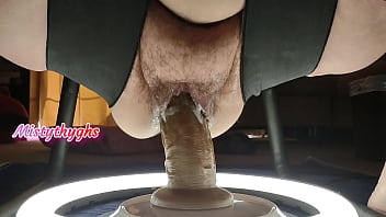 BBW Mistythyghs Riding Huge Brown Dildo Creamy Wet