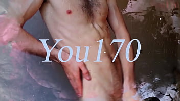 The guy jerks off his dick and moans sweetly