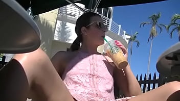 Upskirt Wife 26 Part 1 - Helena Price lets random voyeurs look up her skirt in public!  She likes to flash!