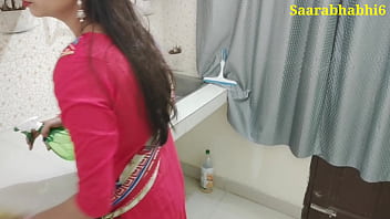 Indian hot wife got fucked while cleaning in kitchen