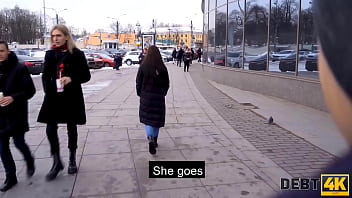 DEBT4k. Blond owner of a rifle drags debt collector into kinky affair