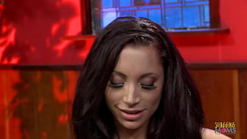 Busty hottie makes a long cock disappear in her shaved pussy