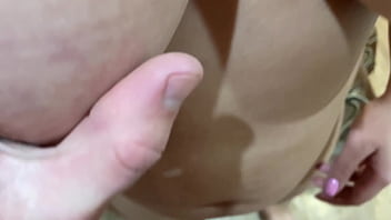 Fucked friend'_s wife while her husband is at work.Cum on pussy