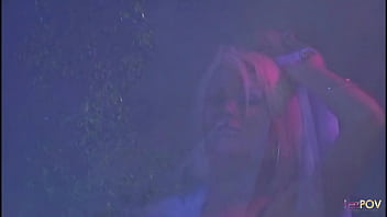 The blonde lesbian gets caught masturbating solo in the forest by her horny brunette friend