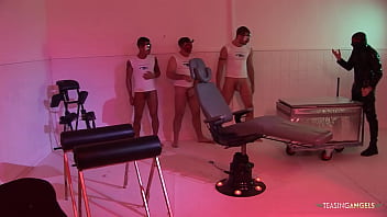 Good looking MILF knows how to satisfy four guys at once