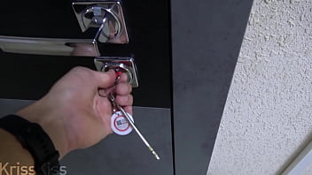 Horny brunette in leopard lingerie is waiting for her friend from work to suck his big cock!