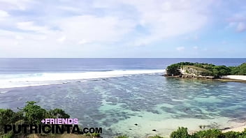 Asian Babe Putri Cinta fingering her bum hole at the beach