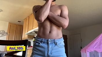 Sexy 18 year old boy eating nuts to ejaculate huge
