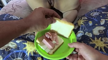 My anal slave eats a delicious sandwich prepared in her ass hole