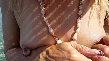 nippleringlover kinky mother extreme pierced nipples and pussy, changingnipple rings at public beach