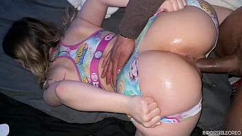 Horny blonde get fucked by a big black cock wearing Naruto PSD (interracial)