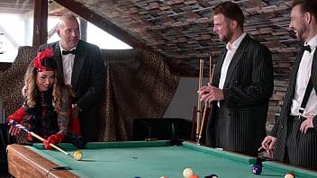 Airtight DP on the Pooltable with Busty Flapper Chloe &amp_ 3 Gentlemen GP2502