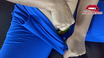 Naughty Colombian student Lina Henao has a squirt with her lollipop in the rectory - look at her pussy filled with sweets and suck it all, voyeur