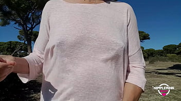 nippleringlover hot milf caught by stranger while flashing tits at the beach extreme stretched pierced nipples