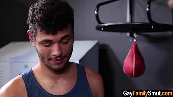 Gay stepdad and stepson working out &amp_ fucking