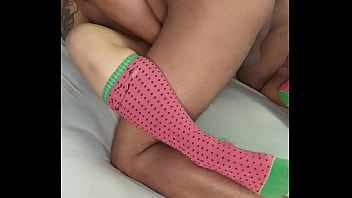 Smoking hot Tattoed Hotwife with high socks getting fucked and orgasming with dildo