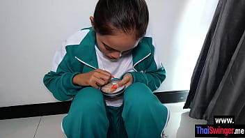 Dirty masked guy fucked Asian contestant and he helped her to win the game