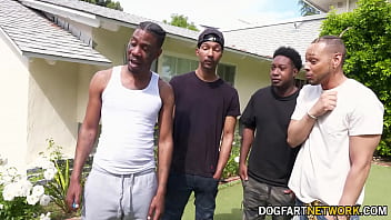 Whitney Wright in interracial gangbang sucks and fucks 5 black dudes