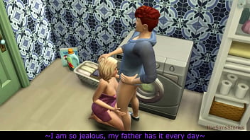 Sims 4, my voice, Seducing milf step mom was fucked on washing machine by her step son