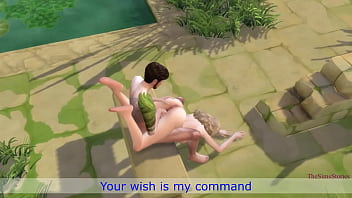 Sims 4 Innocent blonde fucked by a stranger on an island by the pool, my real voice