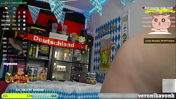 Horny busty german babe celebrates Oktoberfest naked fingering playing with toys in pussy