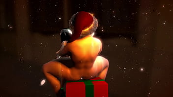 Mrs. Claus fucks her little helper with a double headed dildo