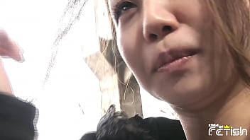 Japanese chick with big tits teases and fingers her hairy pussy