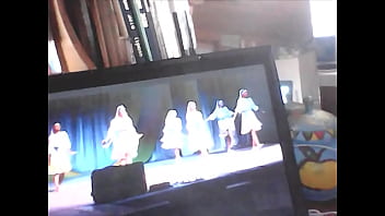 dancing in front of a webcam