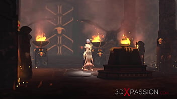 Super hot dickgirl plays with a sexy princess in the medieval castle