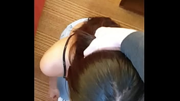 Hot Latina gets on her knees to suck a Big Cock